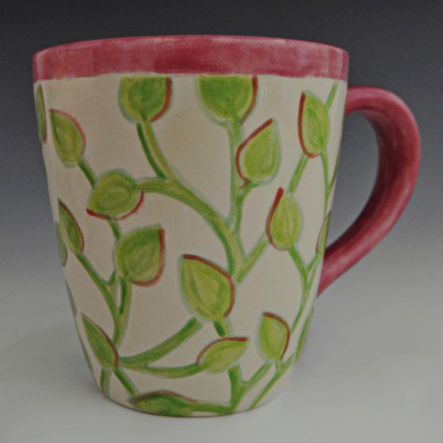 Spring Leaves - Unique Coffee Mug, hand painted mug, tea mug, FREE SHIPPING within the US.