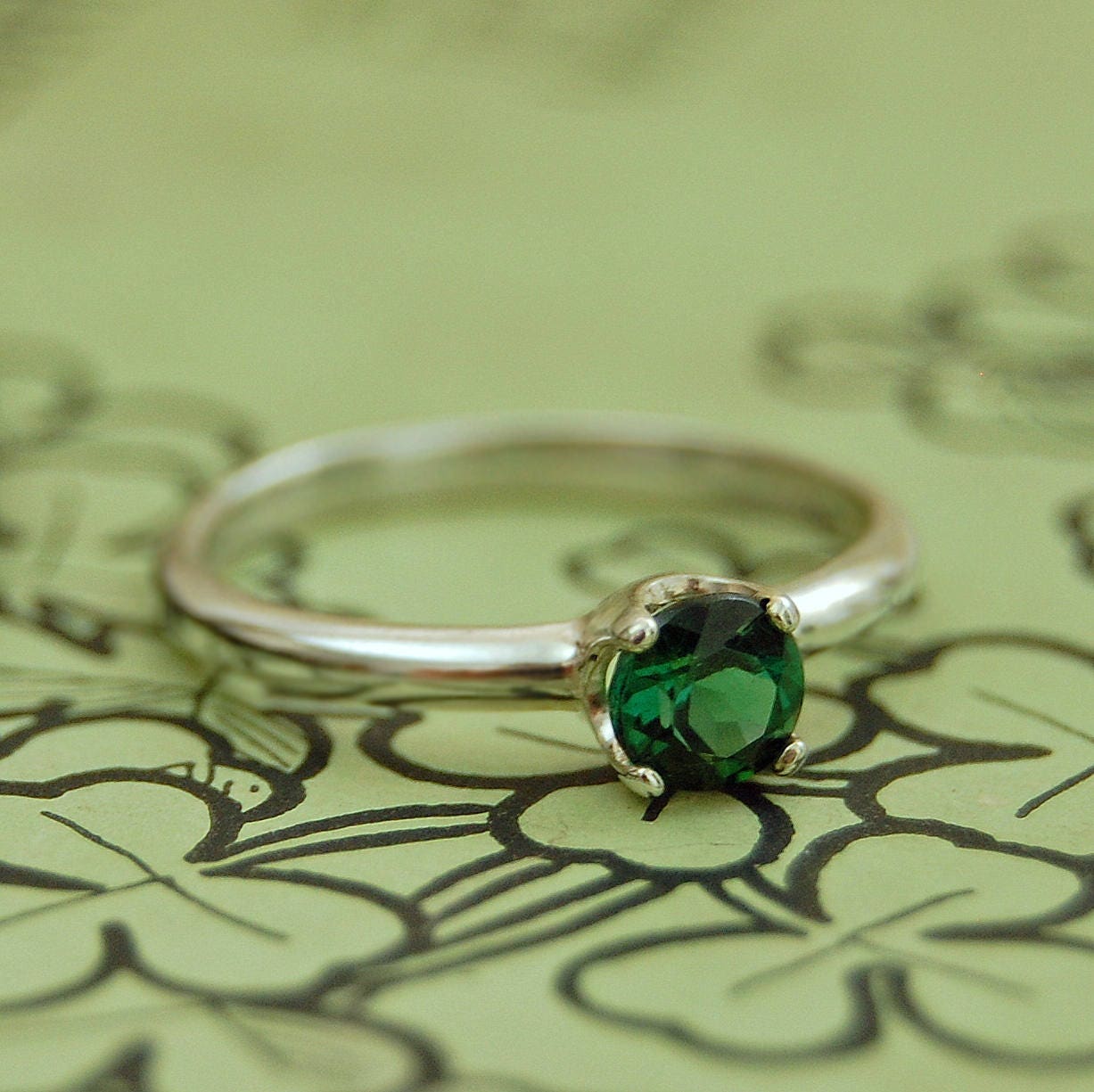 Ivy - Unique Gemstone Engagement or Other Ring Set in Argentium® Silver, Indicolite Tourmaline, FREE SHIPPING US