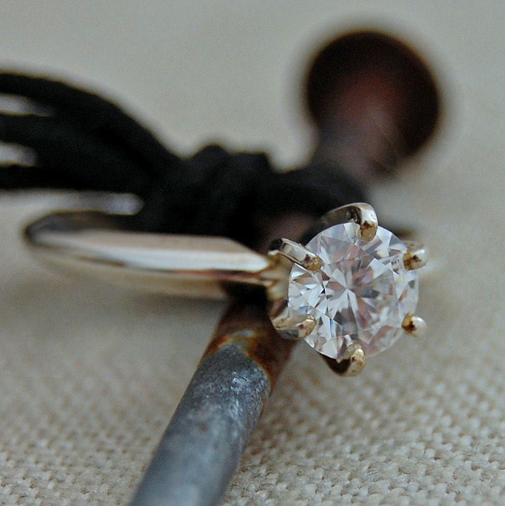 Luz - Diamond Alternative Cubic Zirconia Classic Engagement Ring, Continuum® Silver, FREE SHIP