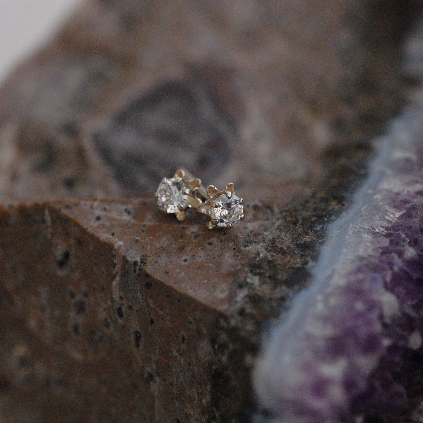 Stella - Cubic Zirconia Stud Earrings Sterling Silver, FREE SHIPPING US