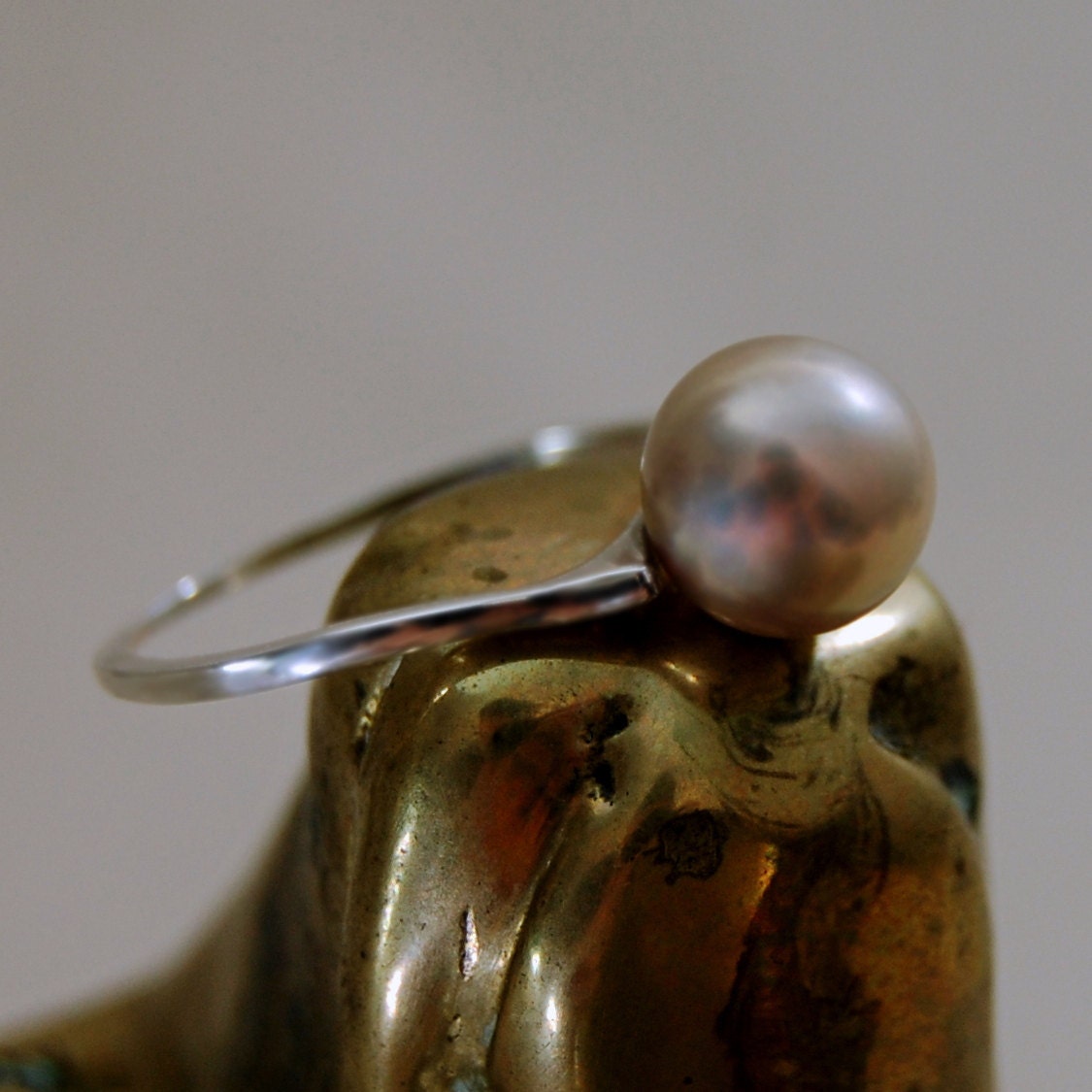 Aimee - Pearl Ring Features a Rare Color Freshwater Pearl Set in Sterling Silver. Aimee can be Custom Ordered with a Different Pearl.