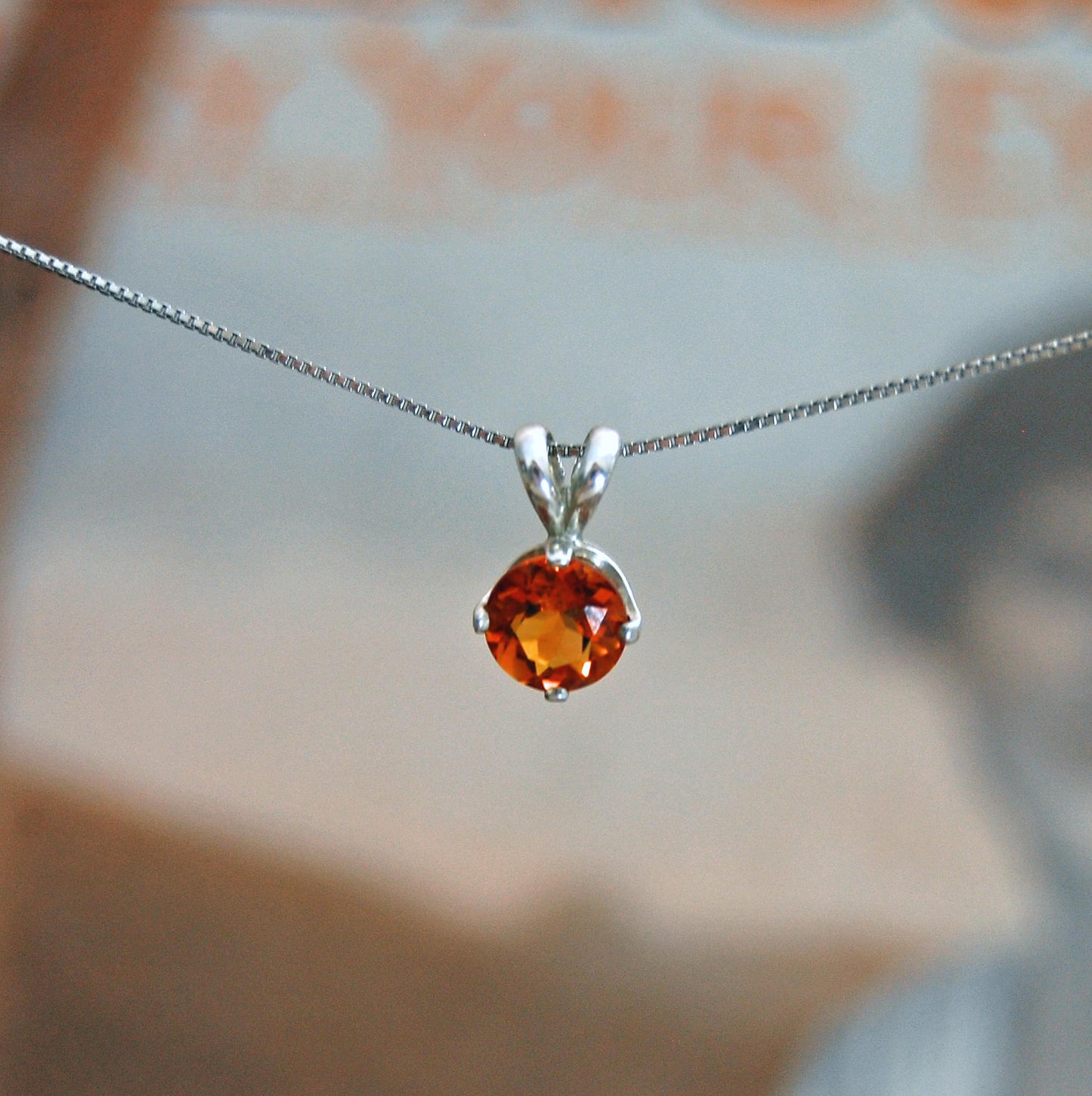 Autumn - Citrine Pendant Necklace, November Birthstone, Argentium® Silver