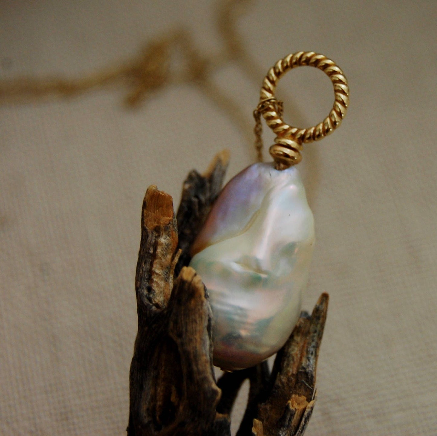 Lillia - Pearl Pendant Features a Unique Bi-Color Freshwater Pearl Set in 14kt Gold, Free Shipping within the US.