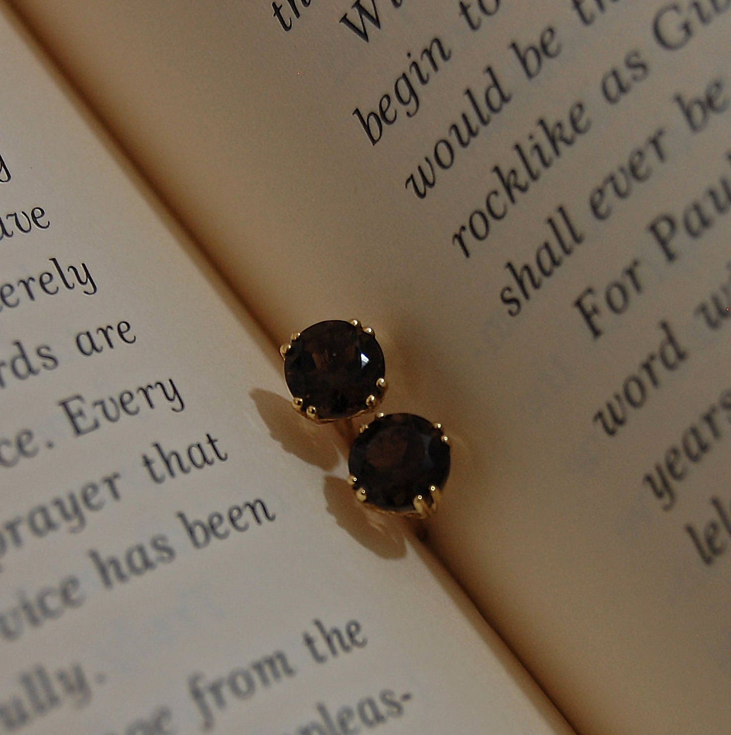 Cari - Smoky Quartz Stud Earrings Set in 14kt Gold, Scorpio Birthstone, FREE SHIPPING US