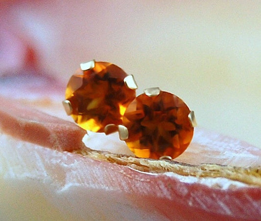 Marni - Citrine Mini Stud Earrings, 14k Yellow Gold