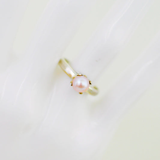 Doris - Pearl Solitaire Ring; Freshwater Pearl; Argentium® Sterling Silver; Engagement Ring