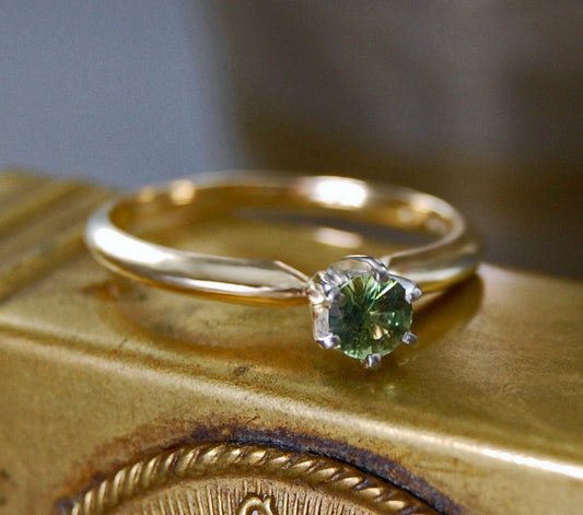 Padme - Sapphire Engagement Ring, September Birthstone, Solid 14kt Gold, FREE SHIP US