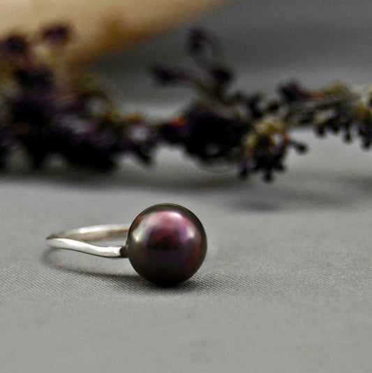 Lela - Pearl Ring Features a Freshwater Pearl Set in Sterling Silver, Small Size, FREE SHIPPING US