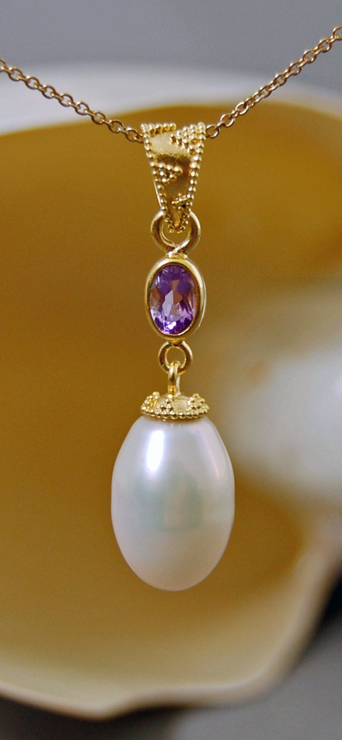 Aaloka - Rose de France & Pearl Pendant Gold Vermeil