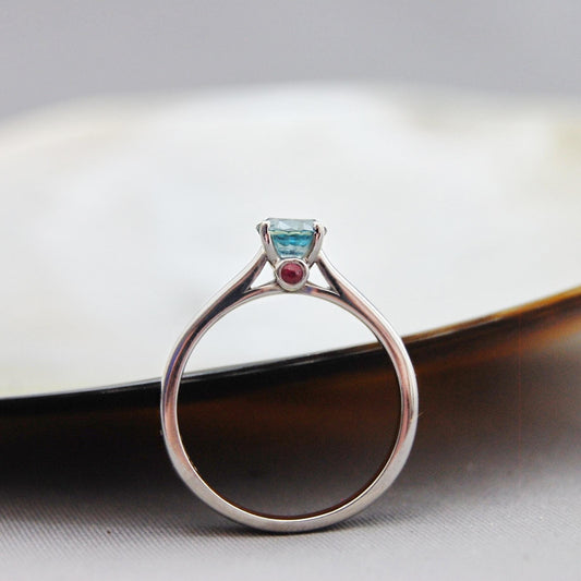 Amisha - Sapphire & Ruby Engagement Ring, Custom Order, Diamond Alternative, FREE SHIPPING US