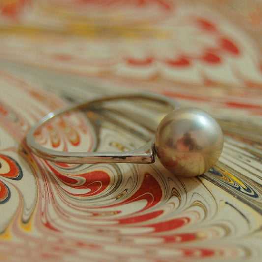 Aimee - Pearl Ring Features a Rare Color Freshwater Pearl Set in Sterling Silver. Aimee can be Custom Ordered with a Different Pearl.