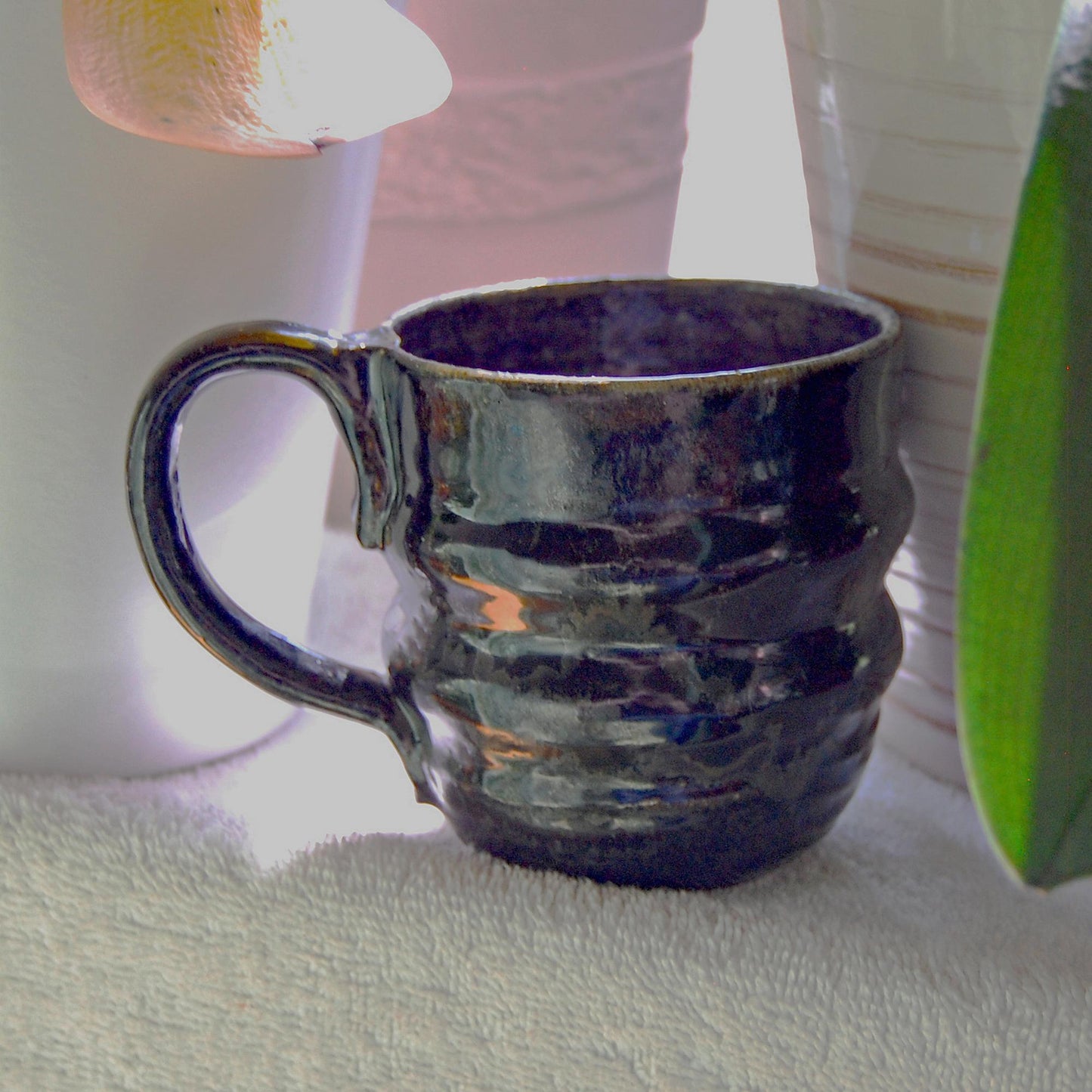 Midnight - Rustic Handmade Coffee Mug, Tea Mug, Ceramic Mug, stoneware, pottery mug. Free domestic shipping.