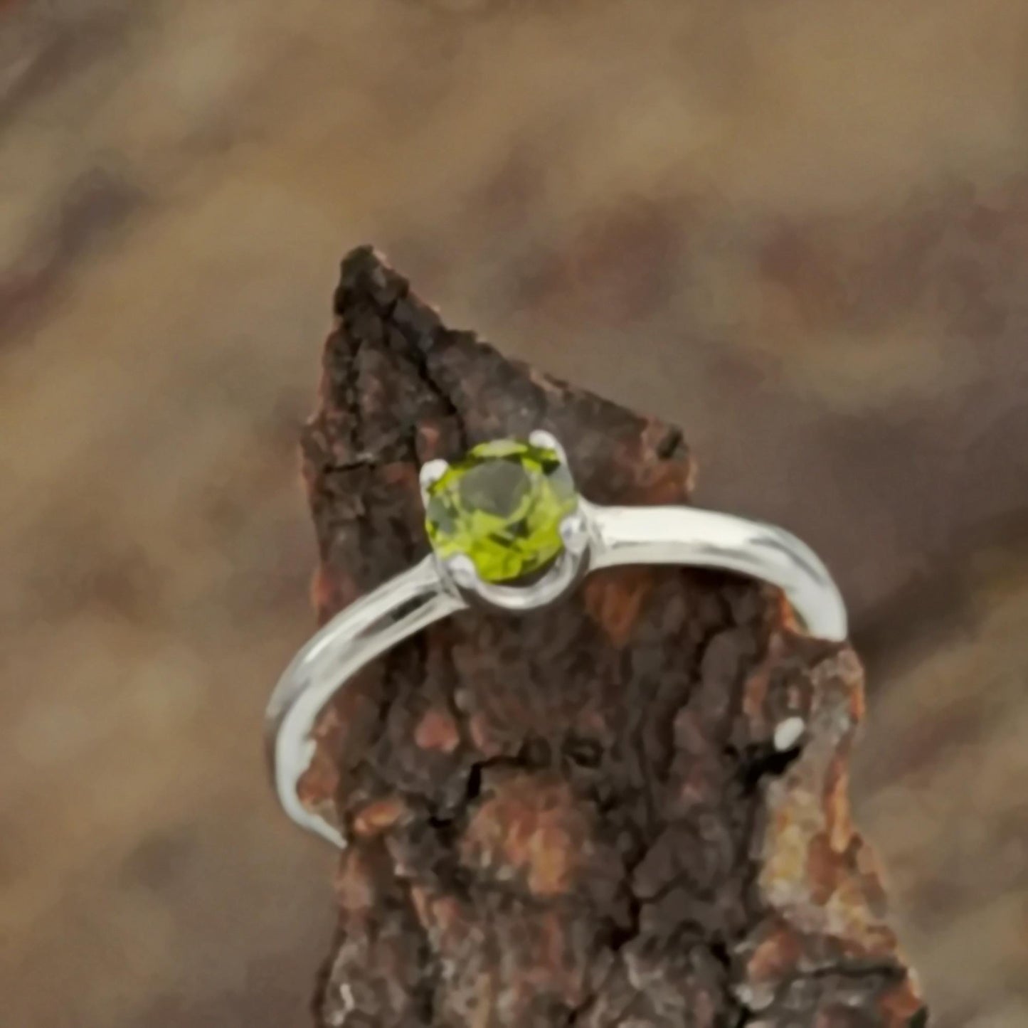 Alaqua - Peridot Gemstone and Sterling Silver Engagement Ring