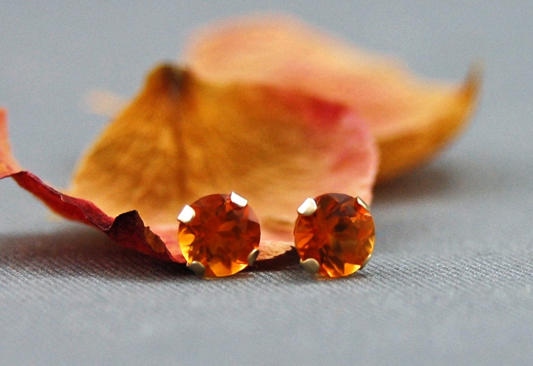 Marni - Citrine Mini Stud Earrings, 14k Yellow Gold