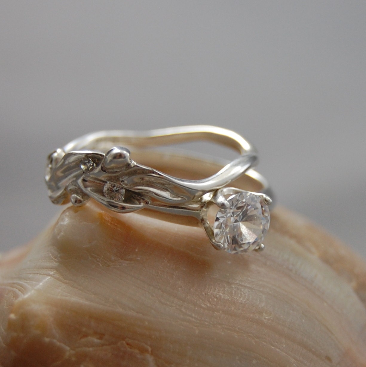 Clara - Diamond Alternative, Conflict Free Gemstone Engagement Ring, Cubic Zirconia Wedding Ring, FREE SHIP US