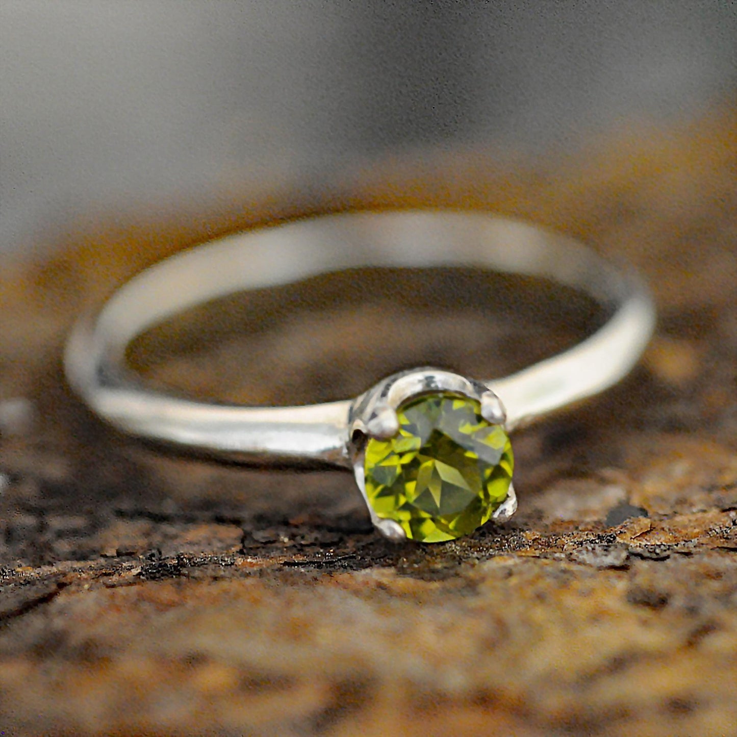 Alaqua - Peridot Gemstone and Sterling Silver Engagement Ring