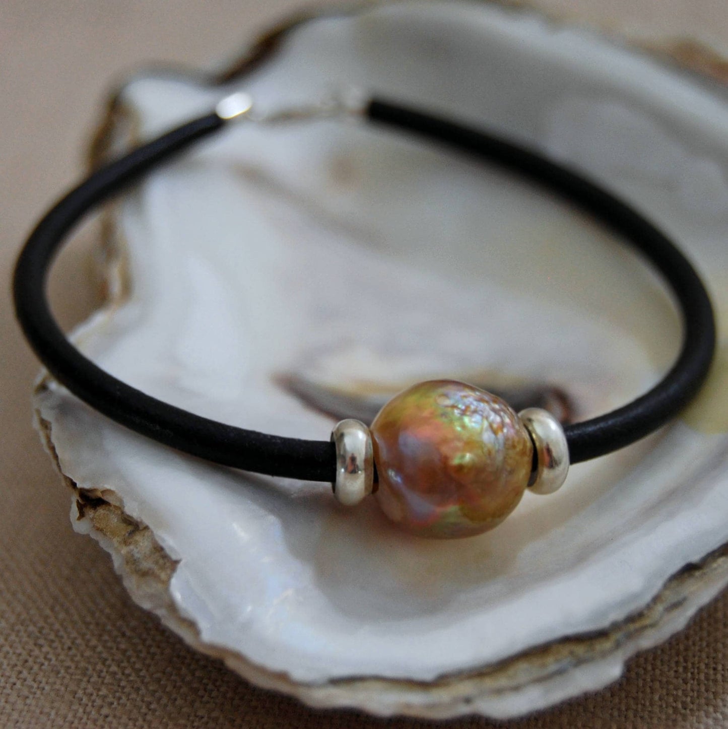Cassie - Leather Pearl Boho Bracelet