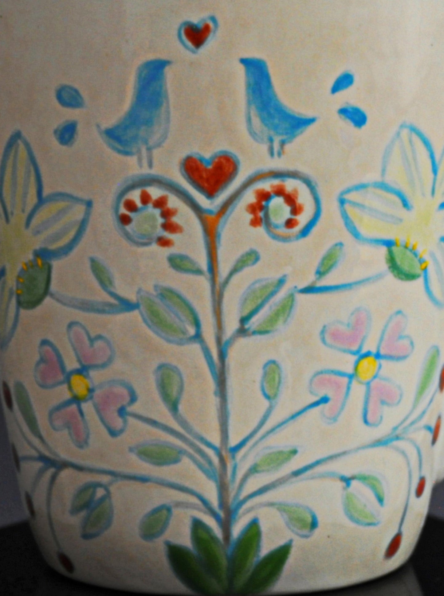 Love Birds - Unique Coffee Mug, hand painted mug, tea mug, FREE SHIPPING within the US.