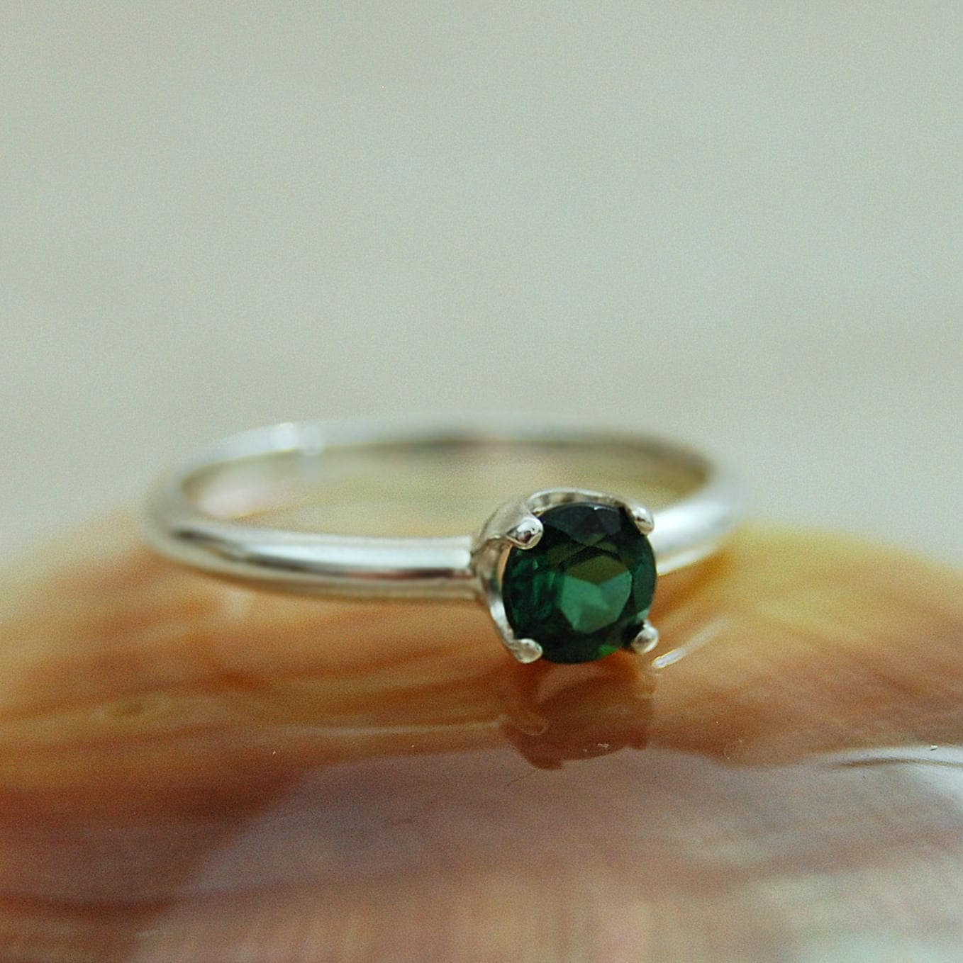 Ivy -  Unique Gemstone Engagement or Other Ring Set in Argentium® Silver, Indicolite Tourmaline, FREE SHIPPING US
