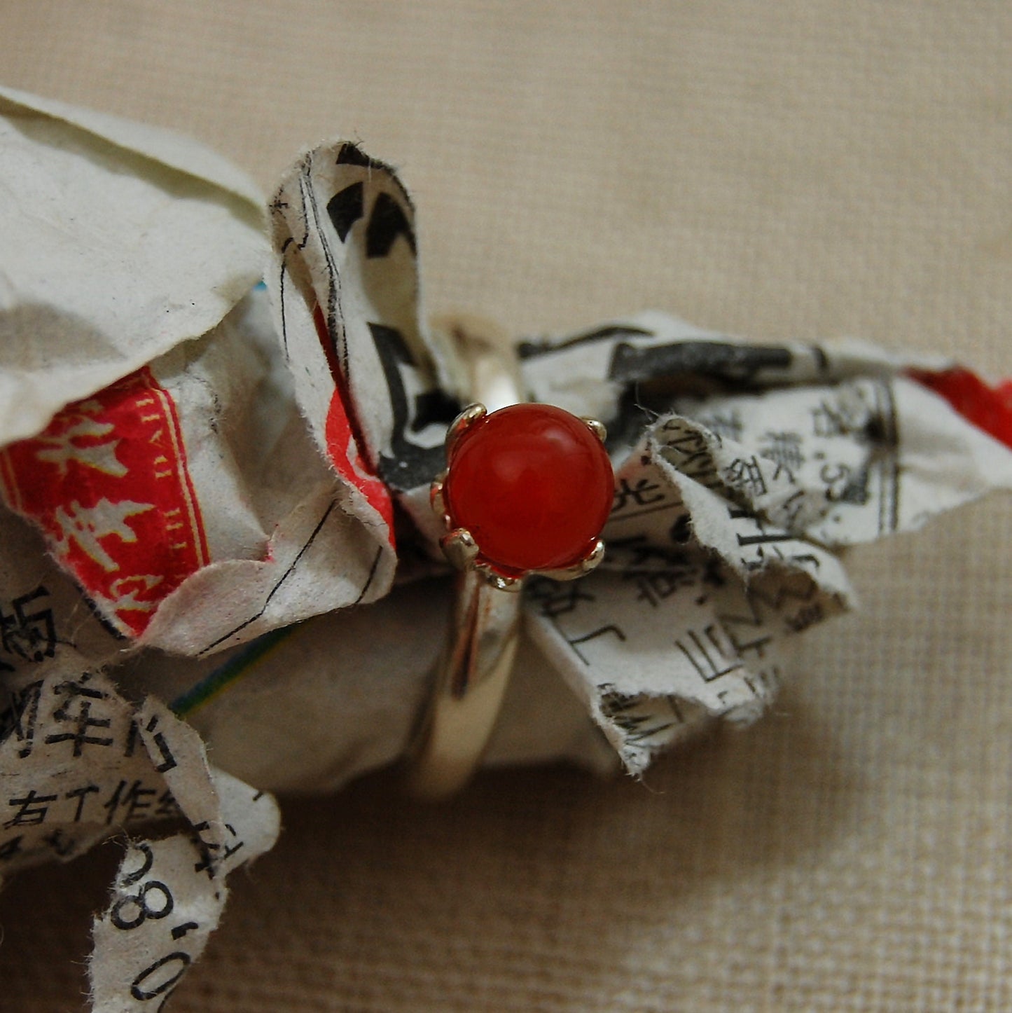 Nerida - Red Carnelian and Argentium® Silver Gemstone Ring