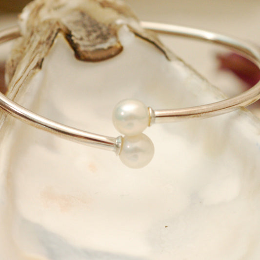 Melanie - Pearl Flex Bangle in Tahitian Pearls,Solid Rhodium Plated Sterling Silver, FREE SHIP US (Copy)