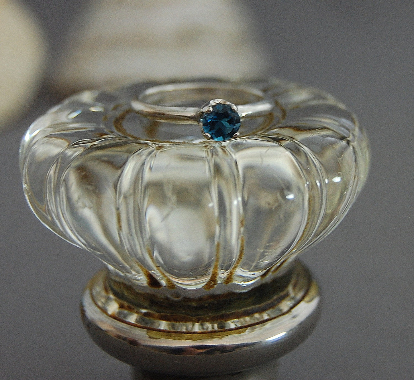 Azula - Blue Topaz Gemstone Ring Set in Solid Argentium Silver, FREE SHIPPING US