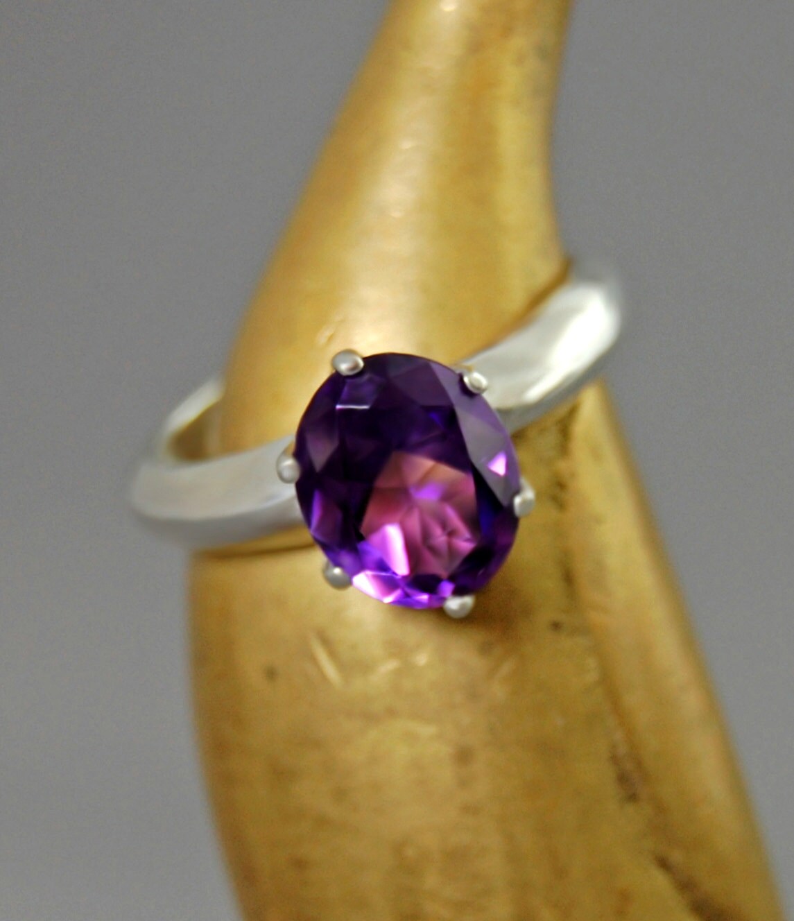 Mia - Amethyst Ring, Argentium® Sterling Silver, FREE SHIP US