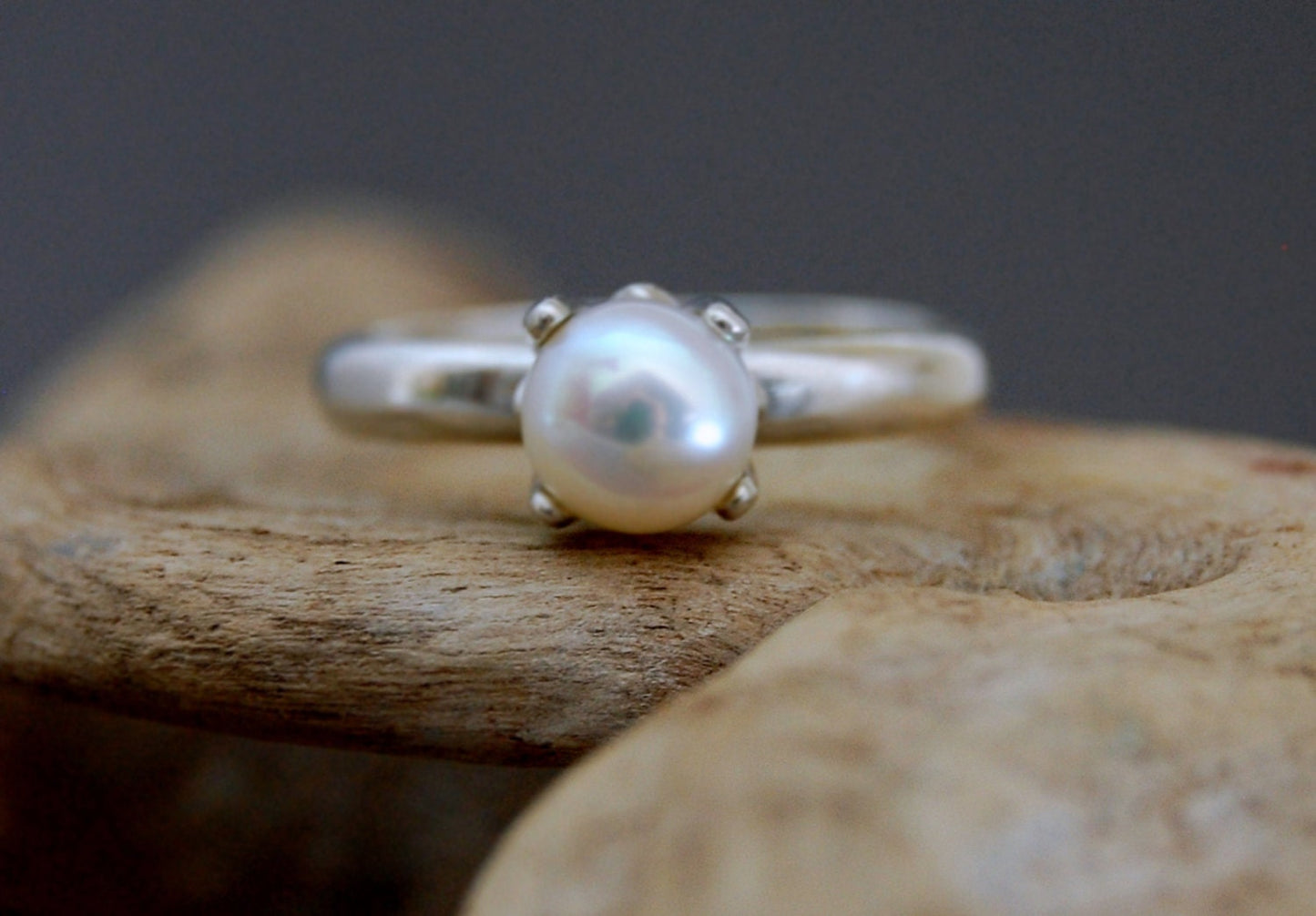 Bette - Alternative Engagement Ring, Freshwater Pearl Ring, FREE SHIP US