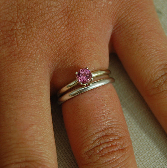 Katara - Pink Tourmaline Engagement Ring Argentium® Sterling Silver
