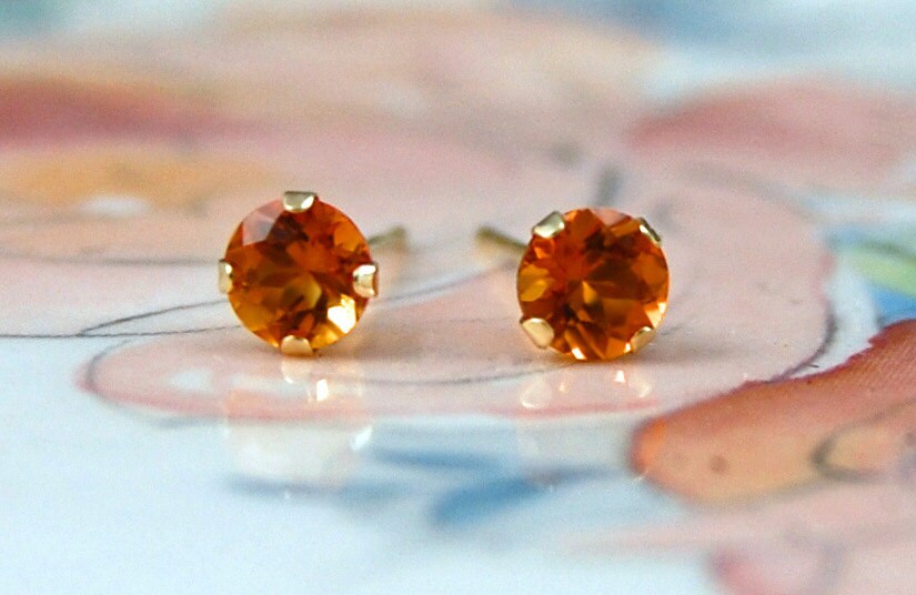 Marni - Citrine Mini Stud Earrings, 14k Yellow Gold