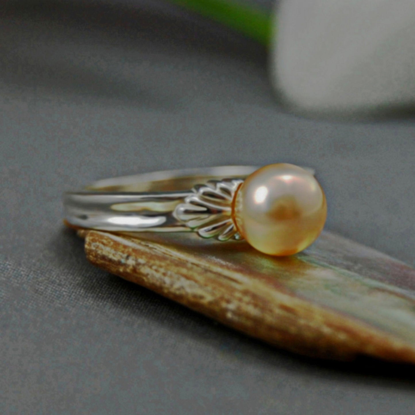 Leila - Pearl Engagement or Other Ring in Silver, Gold, or Platinum, Made to Order  FREE SHIPPING US
