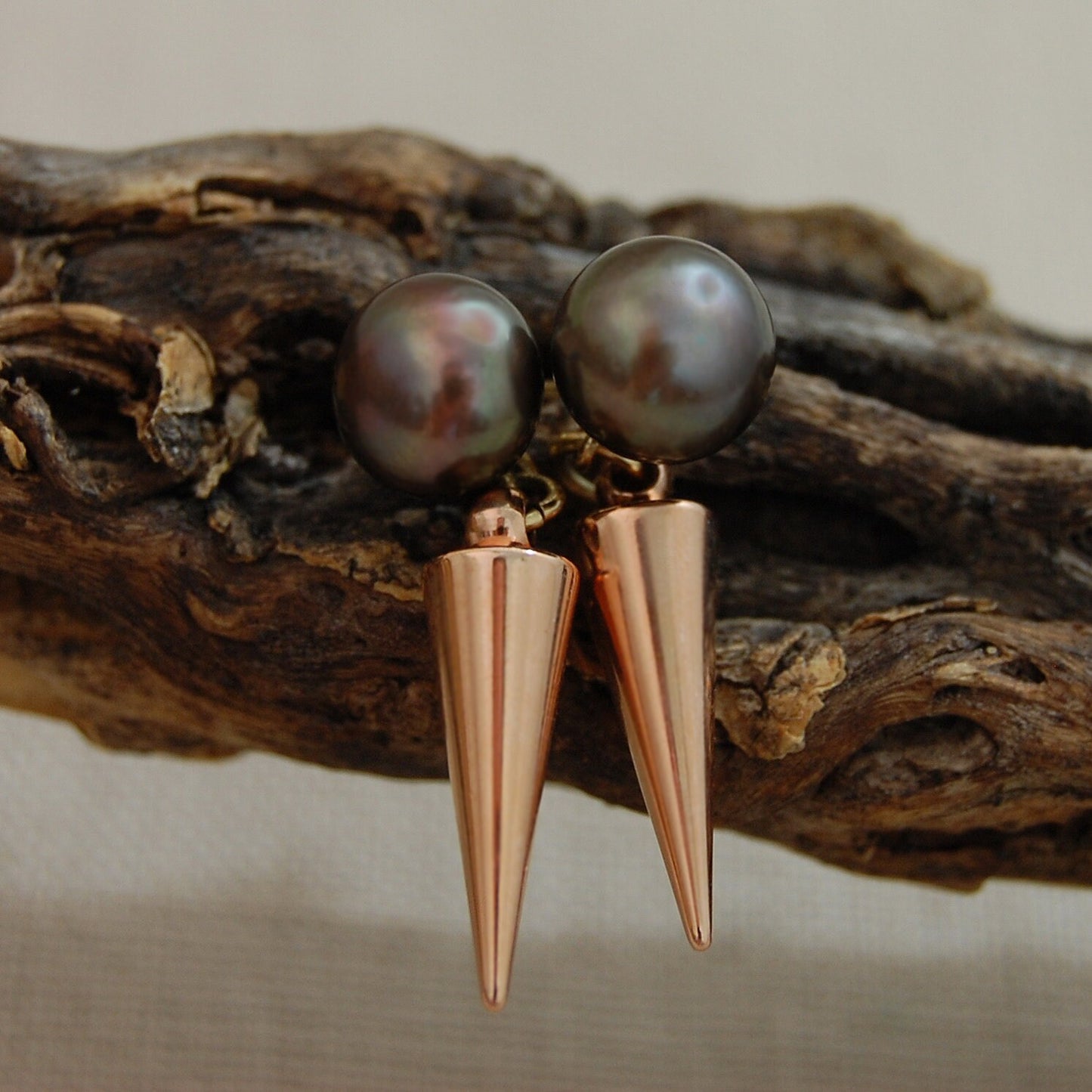 Valora - Freshwater Pearl Contemporary Drop Stud Earrings, FREE SHIPPING US