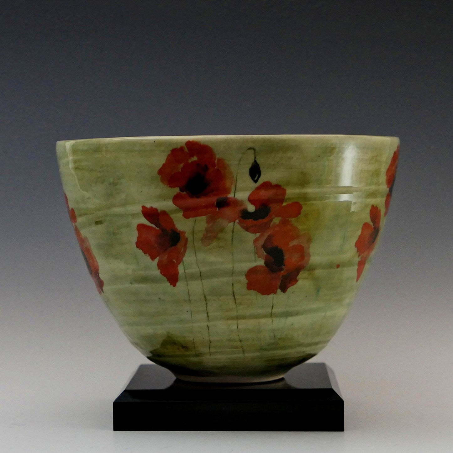 Poppies Red As Roses - Handmade Stoneware Bowl - Perfect for Serving or Display - Free Shipping US.