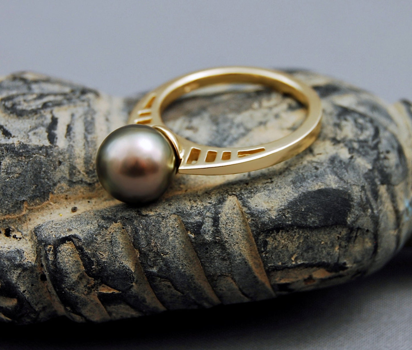 Badr G. - Tahitian Pearl Engagement Ring, 14kt Gold, FREE SHIP US