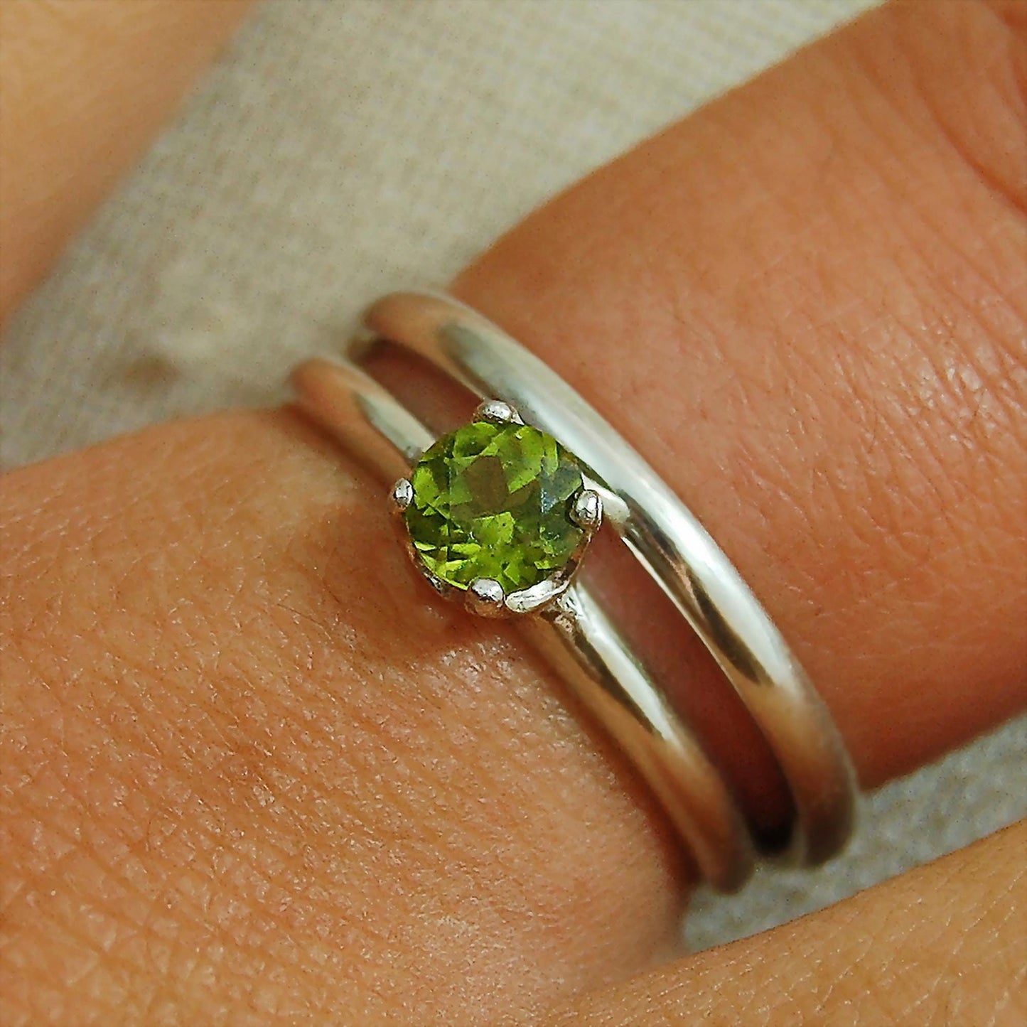 Alaqua - Peridot Gemstone and Sterling Silver Engagement Ring
