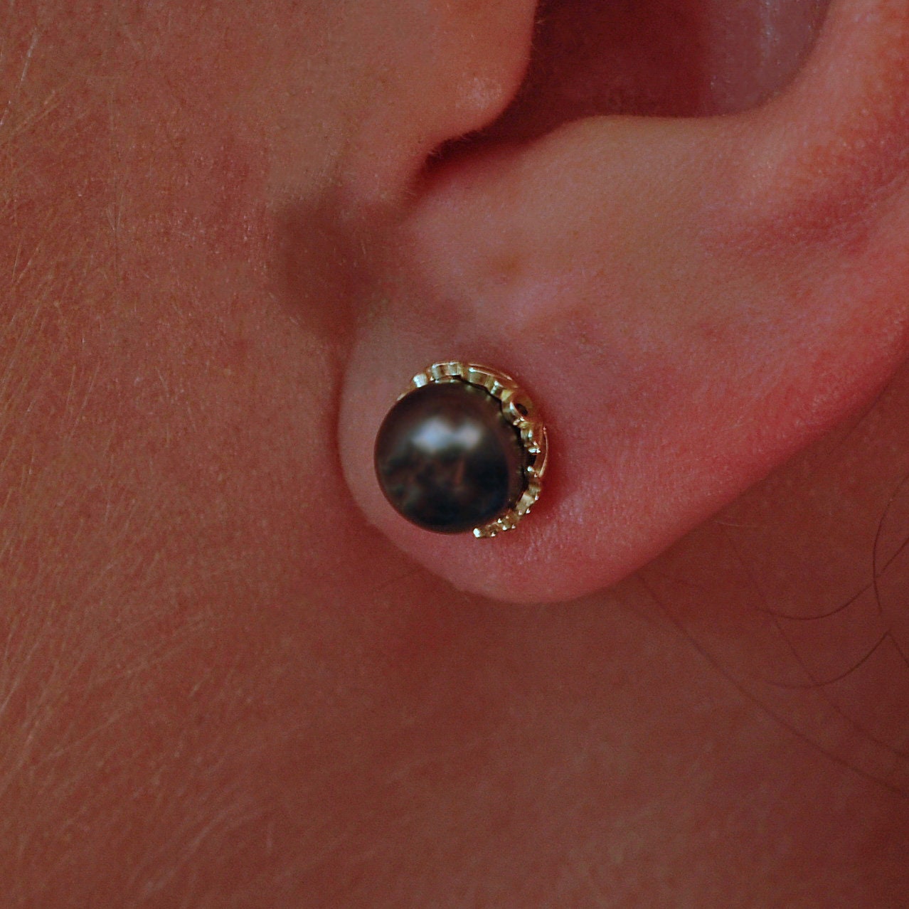 Trista - Tahitian Keshi Pearl Stud Earrings, 14k Gold, FREE SHIPPING US