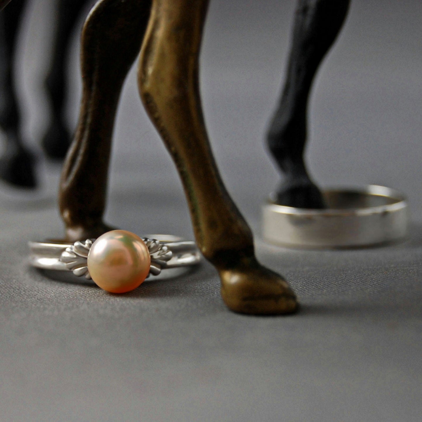 Leila - Pearl Engagement or Other Ring in Silver, Gold, or Platinum, Made to Order  FREE SHIPPING US