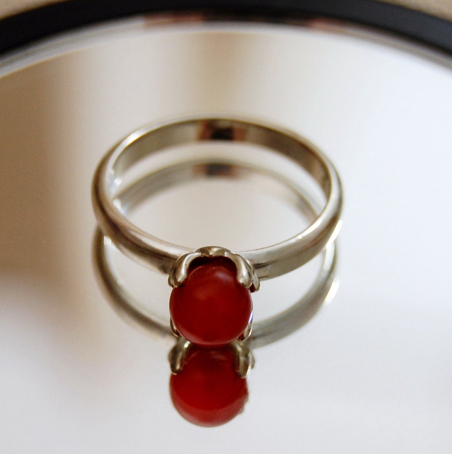 Nerida - Red Carnelian and Argentium® Silver Gemstone Ring