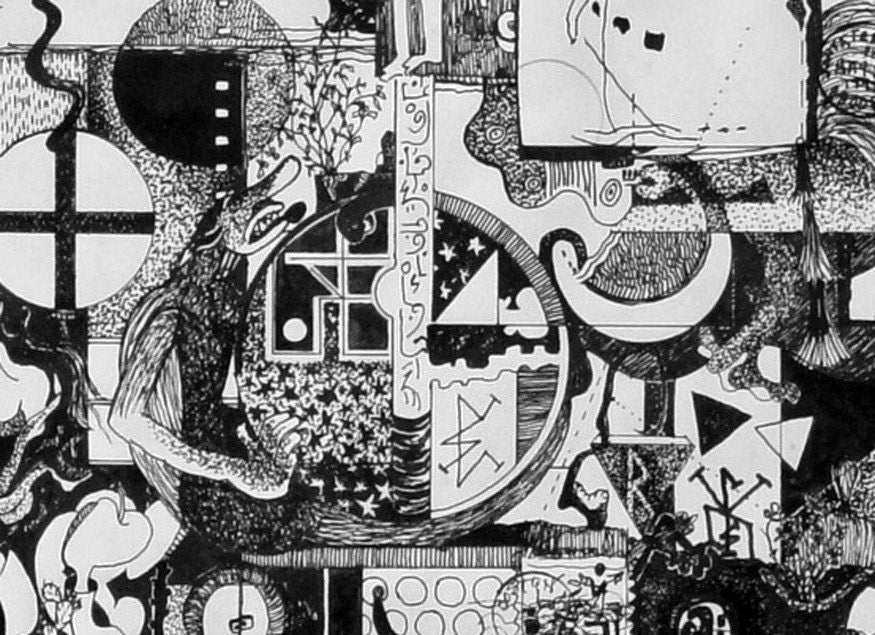 Messages - Giclee Art Print, ink drawing, black and white art, FREE SHIPPING US