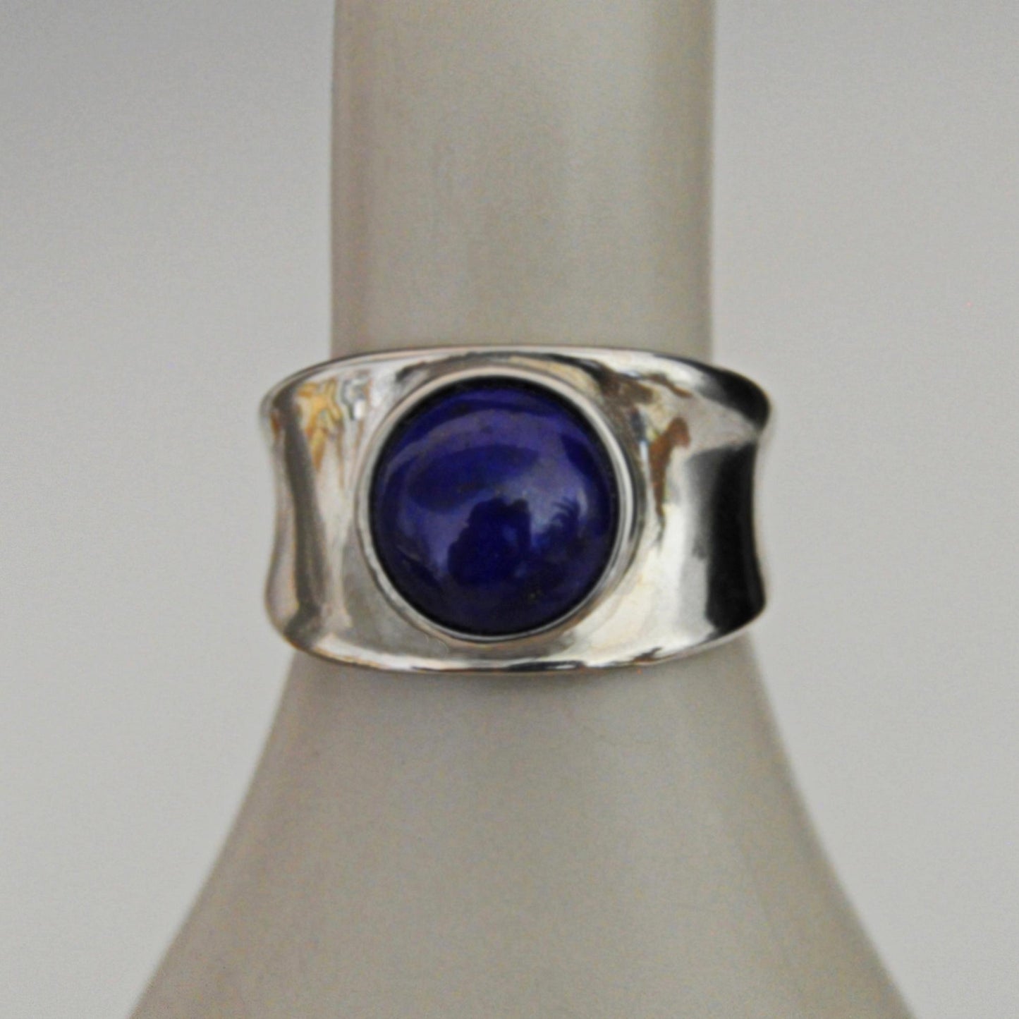 Hart - Contemporary Lapis Lazuli Wide Band Ring Set in Rhodium Plated Solid Sterling Silver. Perfect Gift for Him or Her!