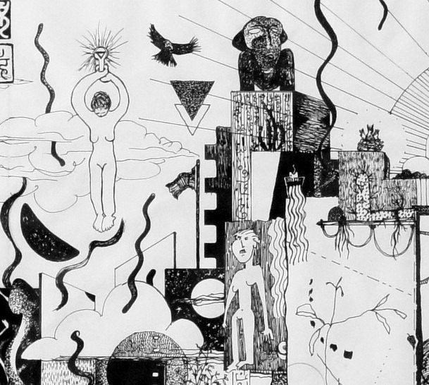 Messages - Giclee Art Print, ink drawing, black and white art, FREE SHIPPING US