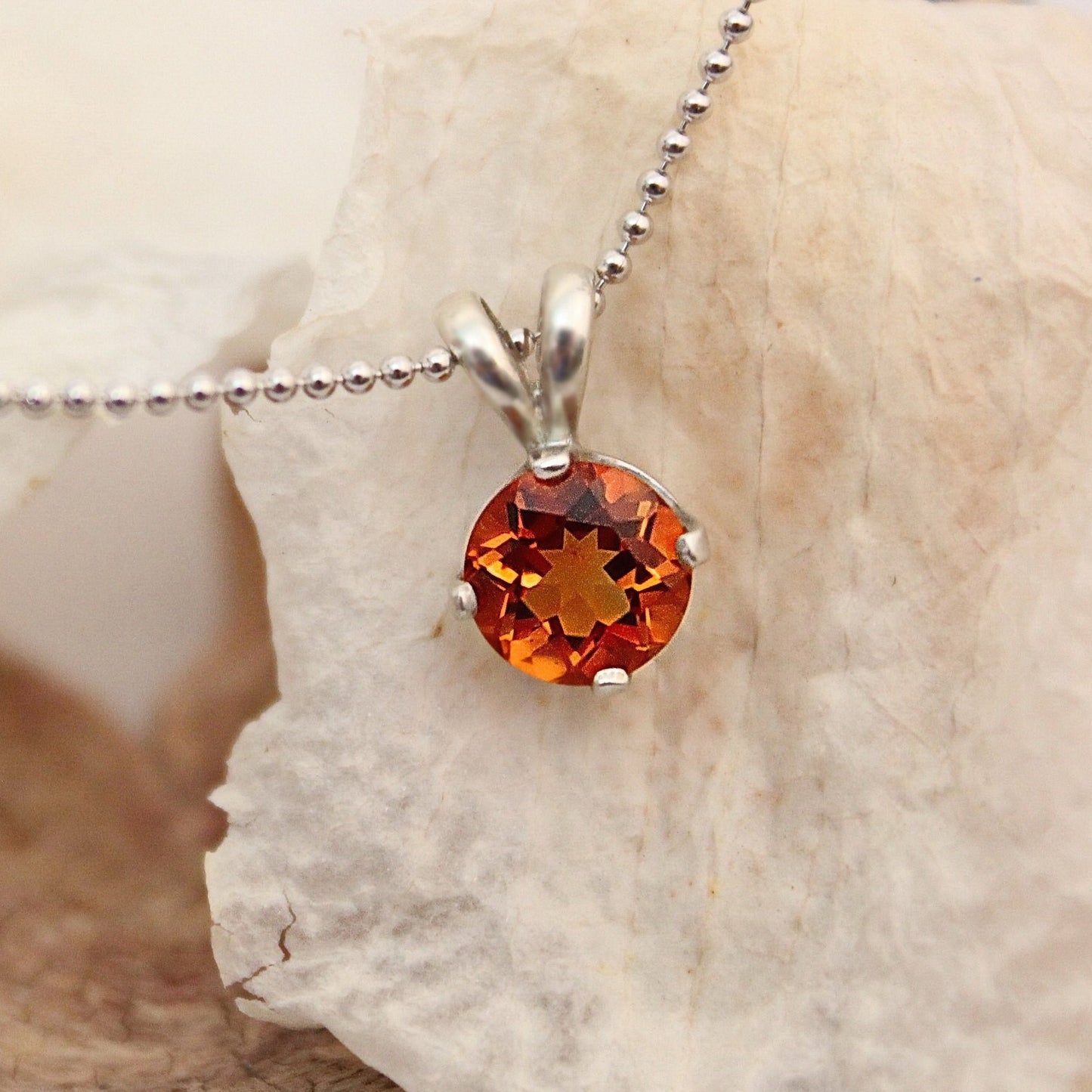 Autumn - Citrine Pendant Necklace, November Birthstone, Argentium® Silver