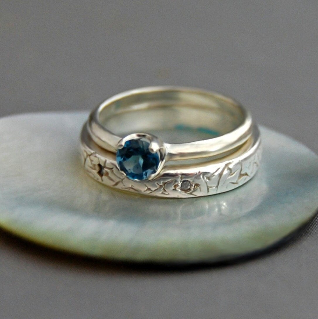 Melody - Unique Cut Out Wedding Band with Cubic Zirconia Accents, Silver, FREE SHIP US