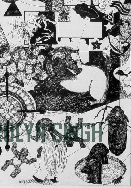 Messages - Giclee Art Print, ink drawing, black and white art, FREE SHIPPING US