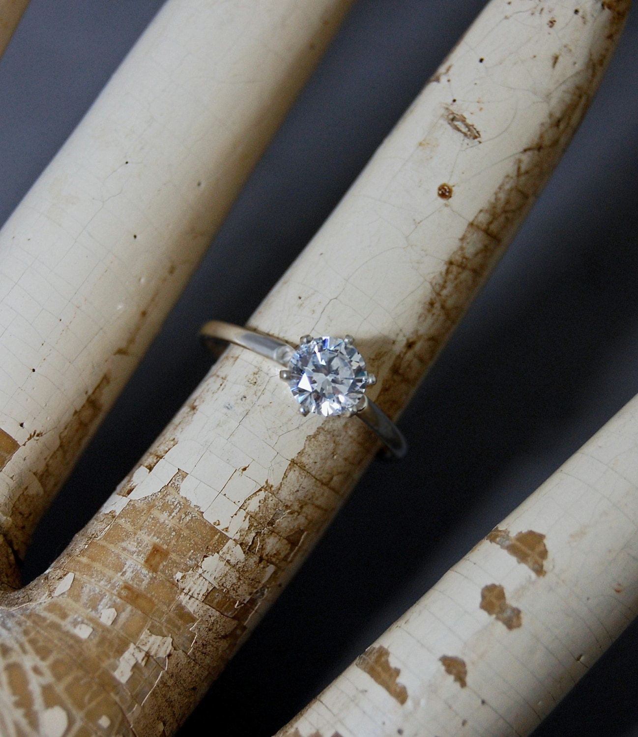 Ena - Engagement Ring Features a 6mm Cubic Zirconia Gemstone Set in Solid Sterling Silver, FREE SHIPPING US