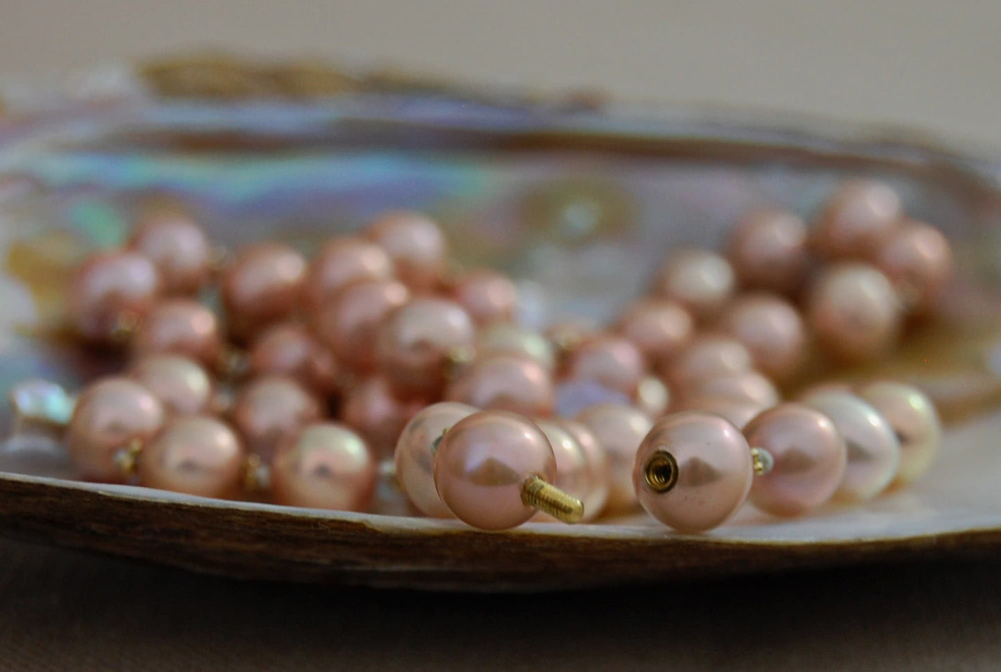 Greta - Pearl and Gold Matinee Necklace Handmade - Gift Wrapping Included. FREE SHIPPING US.