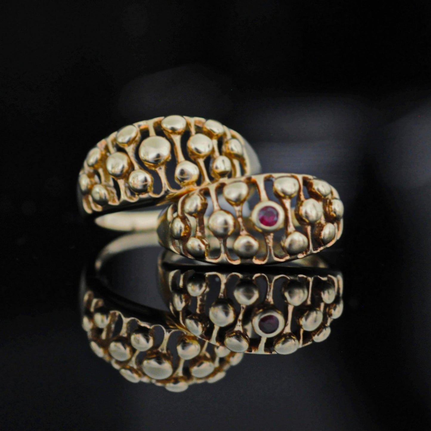 Angel - Divine Elegance Solid Gold Marquise Bossed Wedding Ring - Customizable with Gemstones, Free US Shipping