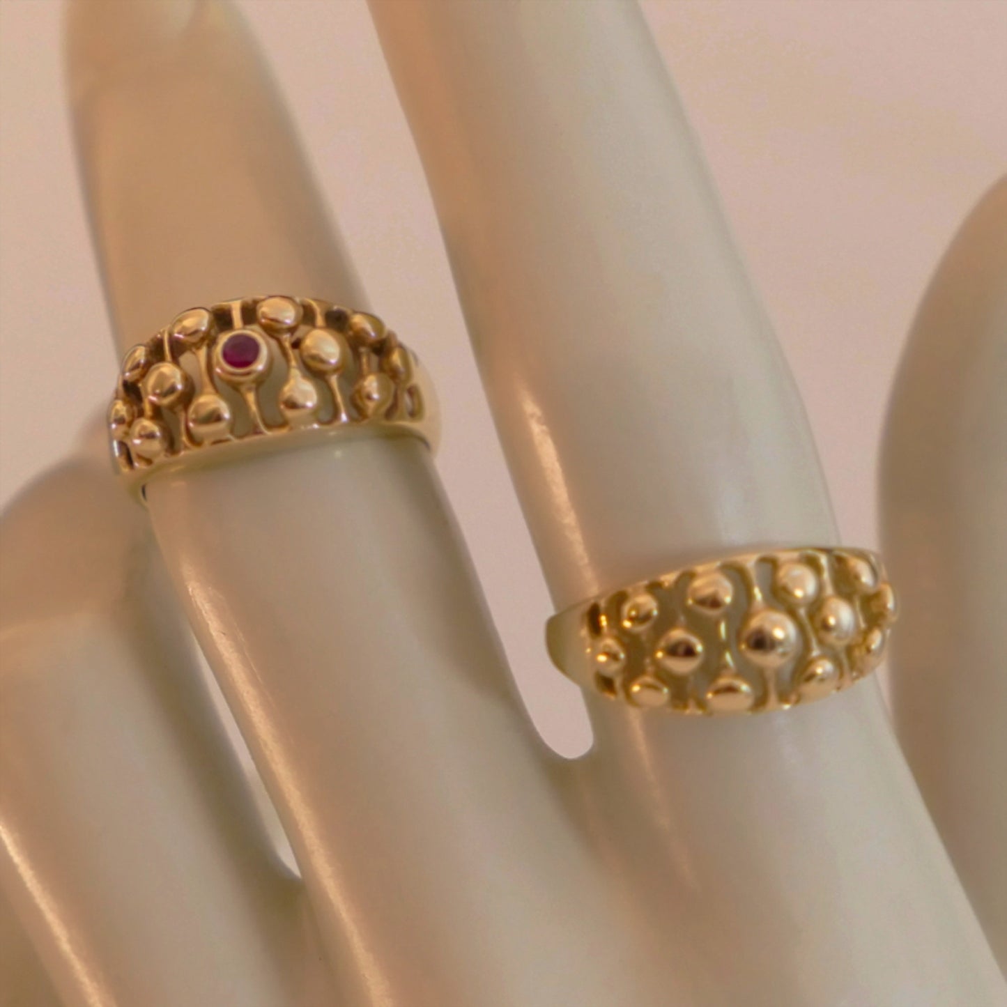 Angel - Divine Elegance Solid Gold Marquise Bossed Wedding Ring - Customizable with Gemstones, Free US Shipping