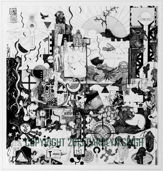 Messages - Giclee Art Print, ink drawing, black and white art, FREE SHIPPING US