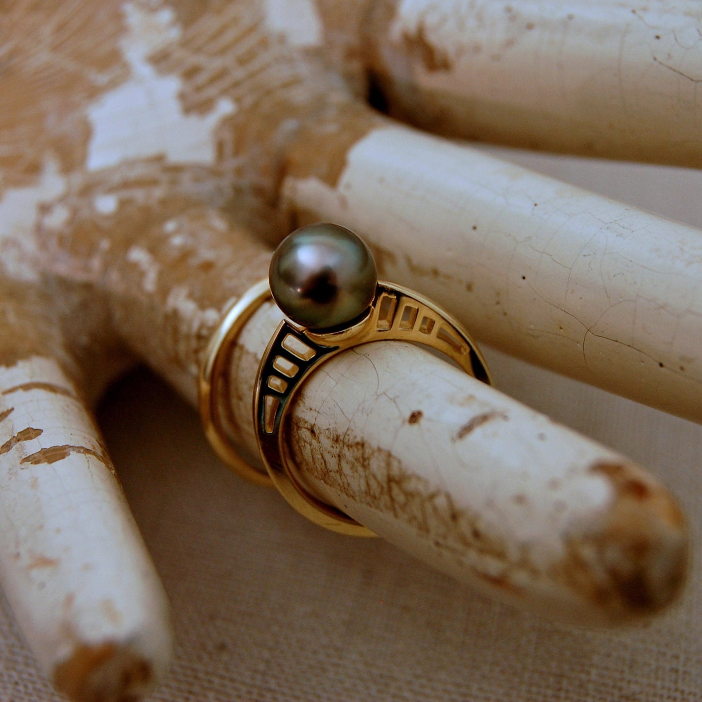 Badr G. - Tahitian Pearl Engagement Ring, 14kt Gold, FREE SHIP US